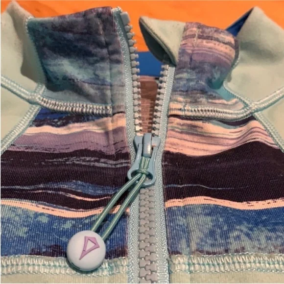 Ivivva by Lululemon Teal/Blue with Patterns Full-Zip Long Sleeve Jacket -size 14 - Picture 8 of 14